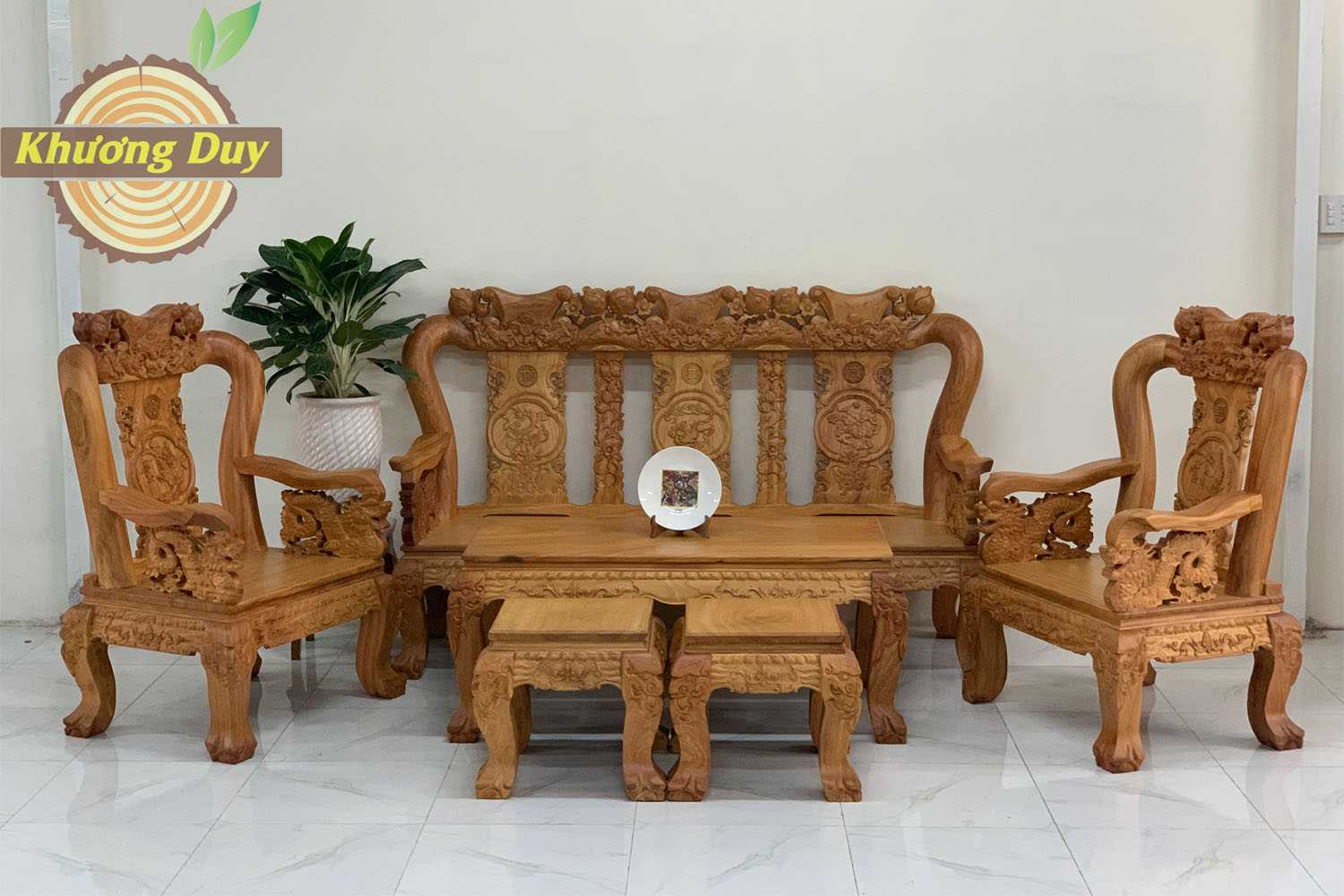 Bộ bàn ghế phòng khách gõ đỏ GĐ08