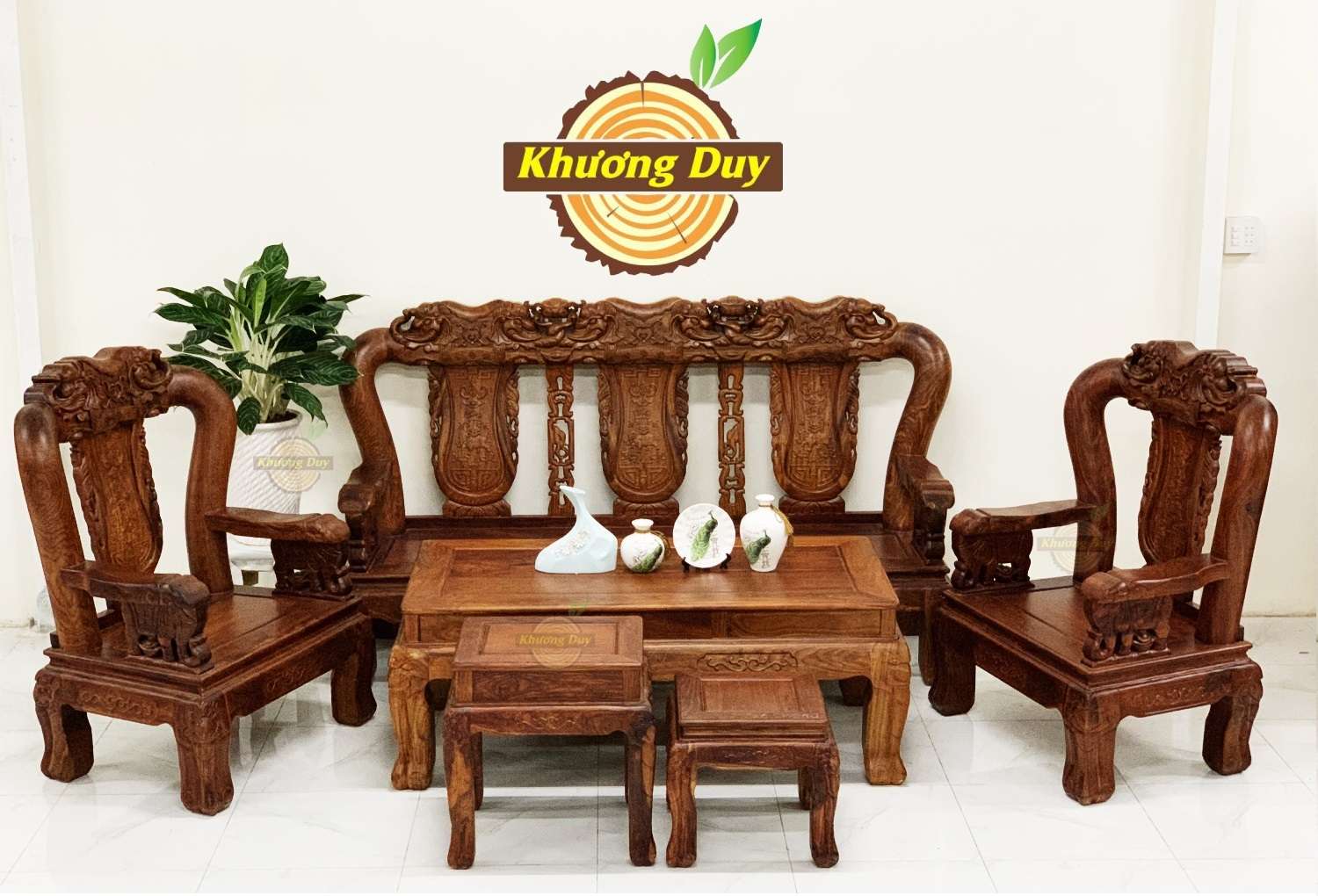 Bộ bàn ghế phòng khách gỗ Hương  vân HV05 