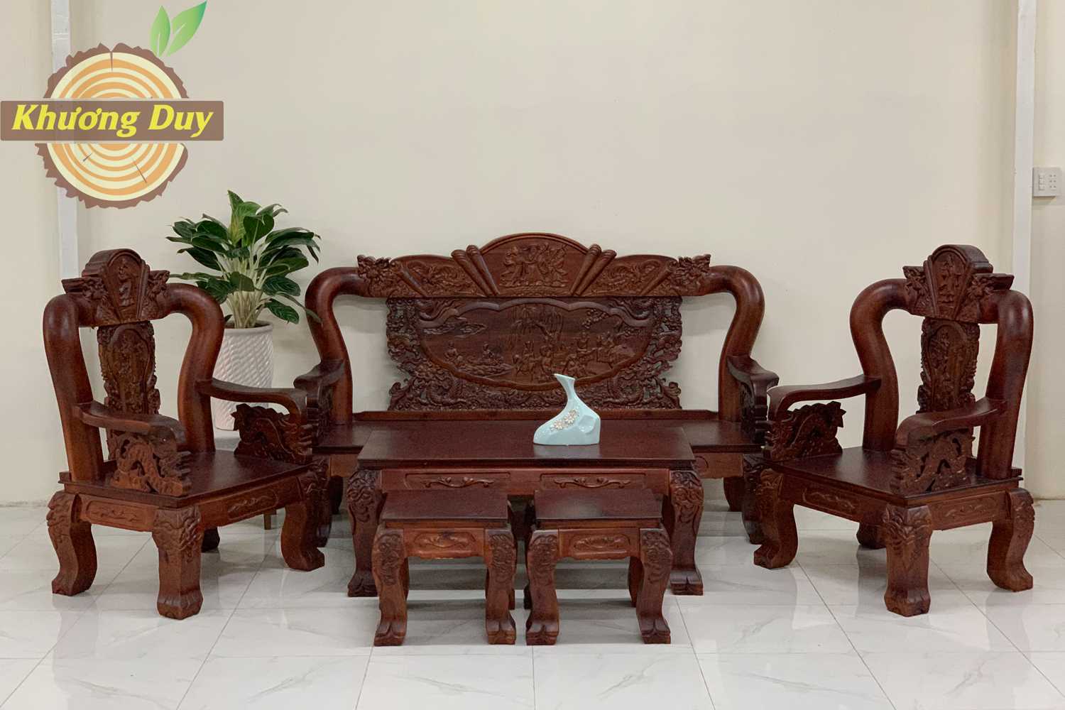 Bộ bàn ghế phòng khách gỗ tràm BTCT14