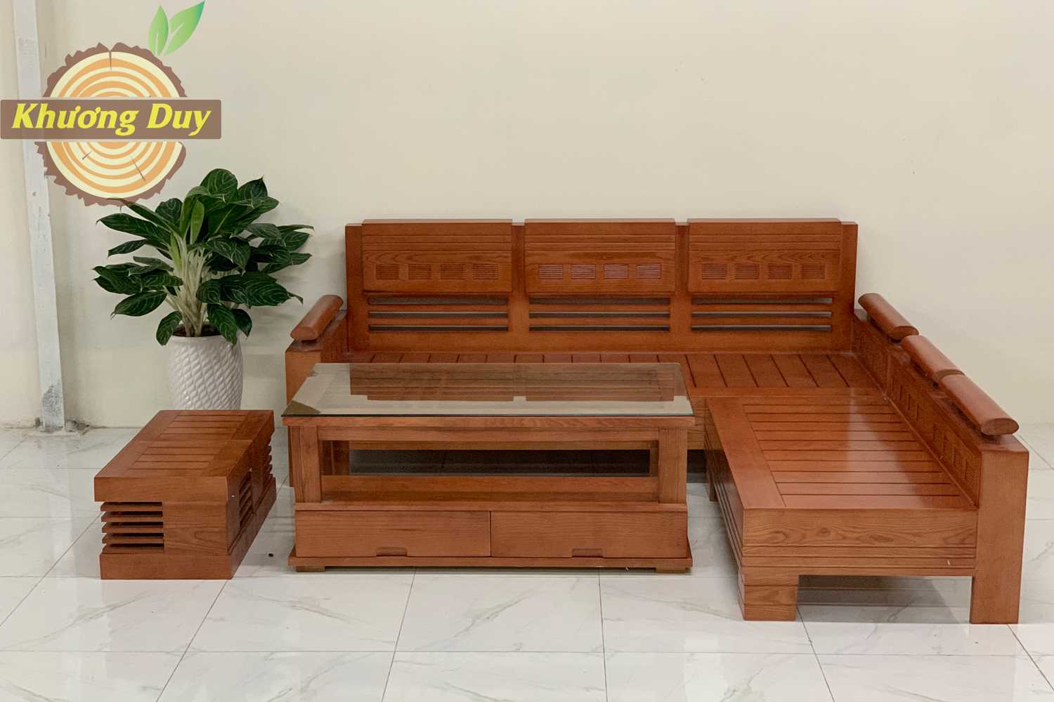 Bộ sofa gỗ Sồi góc TT19