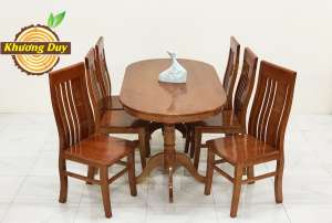 Bộ bàn ăn gỗ sồi ô val OV12