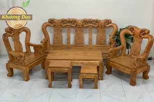 Bộ sofa gỗ gõ đỏ chạm đào GĐ23