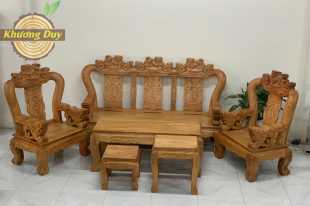 Bộ sofa gỗ gõ đỏ chạm Nghê ngồi GĐ21