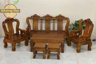 Bộ sofa gỗ Tràm chạm hoa GT24