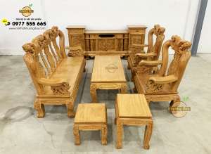 Bộ sofa gỗ Gõ Đỏ chạm Đào GĐ10