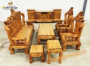 Bộ sofa gỗ Gõ Đỏ chạm Nghê GĐ12