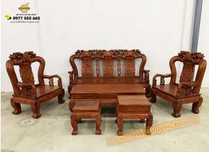 Bộ sofa gỗ Hương Đá chạm Đào HĐ24