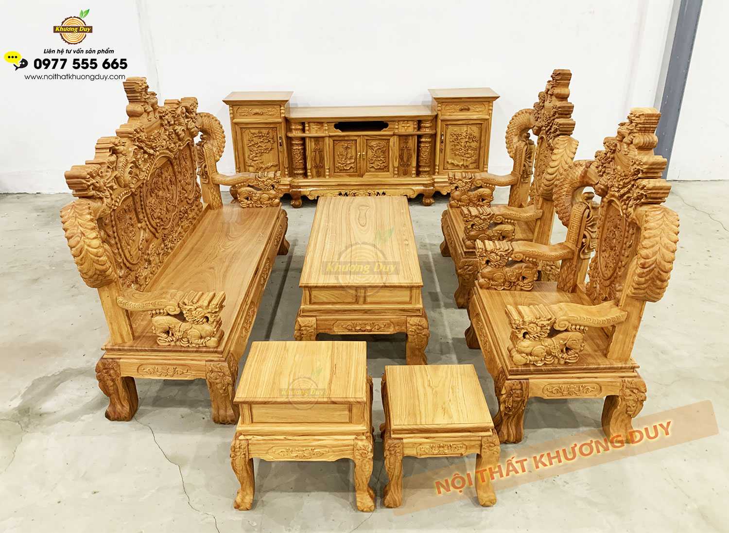 Bộ sofa gỗ Gõ Đỏ chạm Nghê GĐ11
