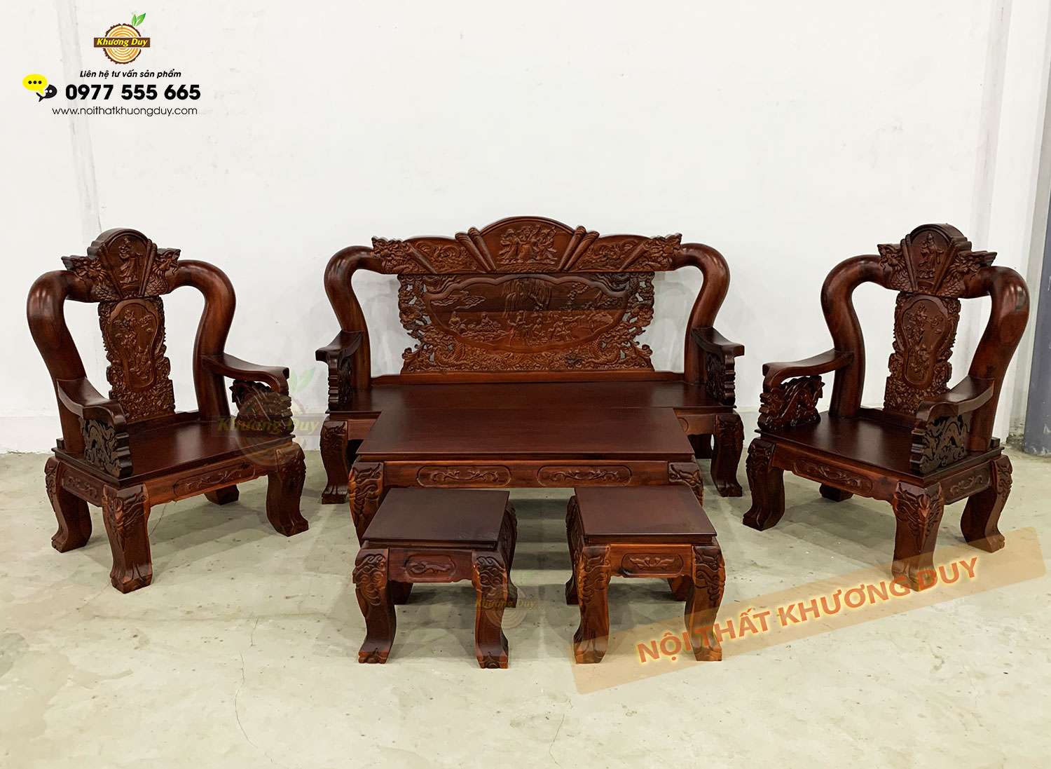 Sofa gỗ Tràm chạm Quân Thư QT12