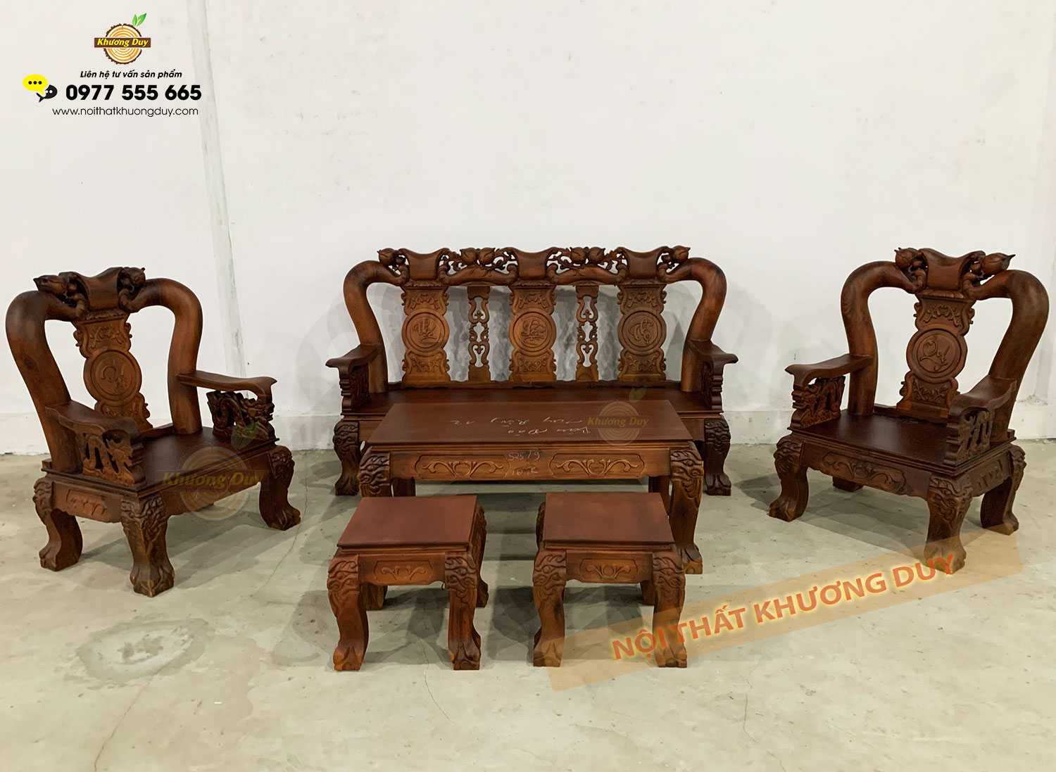 Bộ bàn ghế phòng khách sofa gỗ Tràm GT27